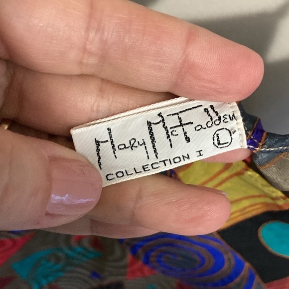 Vintage Mary McFadden Gown or Slip Dress, Size Large, Colorful Geometric Pattern - Picture 7 of 7